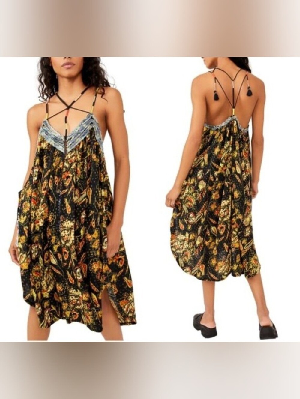 Free People Garden Party Floral Print Cotton Midi Dress